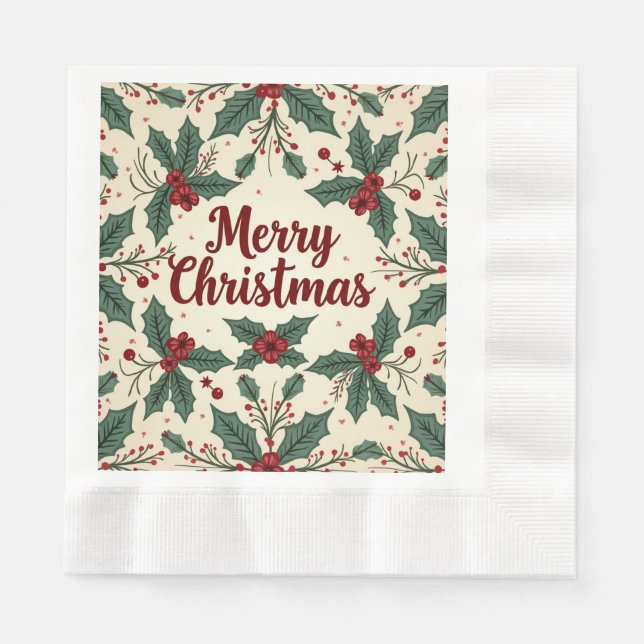 Vintage Weihnachtszeitung Napkins Serviette (Vorderseite)