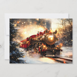 Vintage Weihnachtszug-Express in schneereicher Nac Feiertagskarte