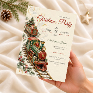 Vintage-Weihnachtszug-Party-Einladung Einladung
