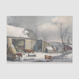 Vintage Weihnachtszwirn Papier WINTER FARM YARD