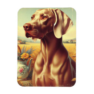 Vintage Weimaraner-Malerei Magnet