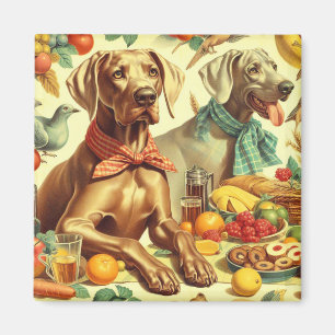 Vintage Weimaraner-Malerei Magnet