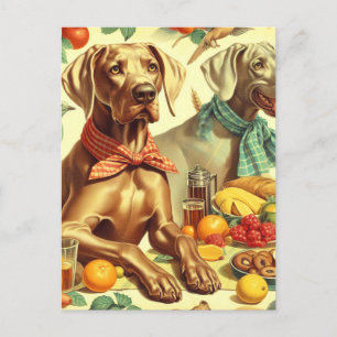 Vintage Weimaraner-Malerei Postkarte
