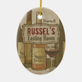 Vintage Wein-Flaschen-personalisierte Verzierung Keramikornament