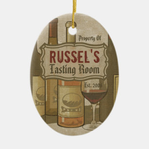 Vintage Wein-Flaschen-personalisierte Verzierung Keramikornament