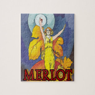 Vintage Wein Merlot Poster Puzzle