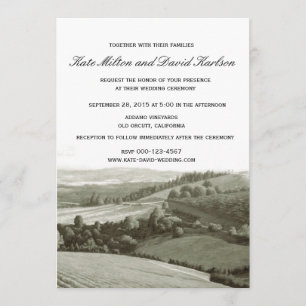 Vintage Weinberg Landschaft Weingut Hochzeits-Einl Einladung