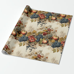 Vintage-Weinberg-Trauben-Frucht-Cream-Girlande Geschenkpapier