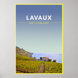 Vintage Weinberge Lavaux Schweiz Reisen Poster