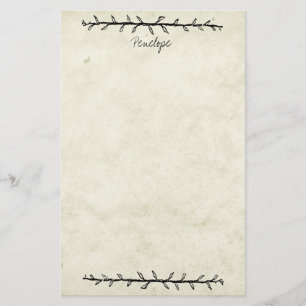 Vintage Weinborder altes Buchpapier mit Namen Briefpapier