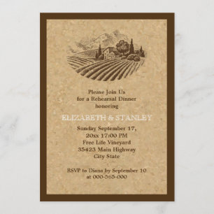 Vintage-Weingut und Kork-Probeessen zur Hochzeit Einladung