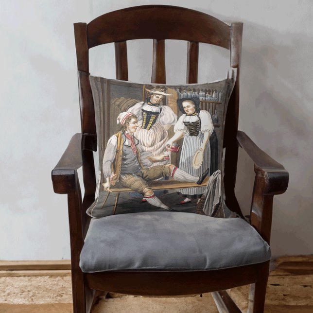 Vintage Weinkellerei Schweizer Getränkeszene Kissen (Von Creator hochgeladen)