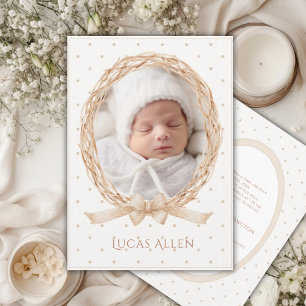 Vintage Weinrebe Neutrale Geburtsanzeige Einladung