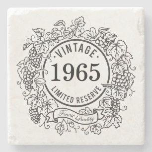 Vintage-Weinreben-Wein-Stempel, Geburtsjahr hinzuf Steinuntersetzer