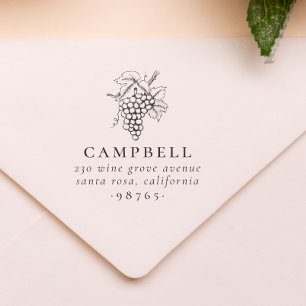 Vintage Weintrauben Familienname Rücksendeadresse Permastempel