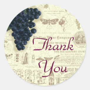 Vintage Weintraubenkollektion Vielen Dank Runder Aufkleber