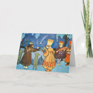 Vintage Weise Männer und Schafe in der Weihnachtsn Feiertagskarte