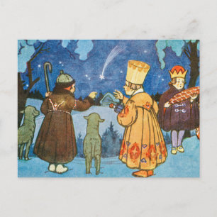 Vintage Weisen und Schafe an Weihnachten