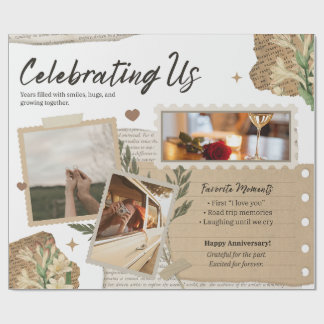 Vintage Weiß Moderne Einfache Foto-Collage-Schreib Geschenkpapier