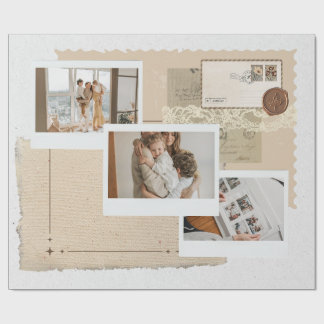 Vintage Weiß Modernes Einfaches Fotocollage-Schrei Geschenkpapier