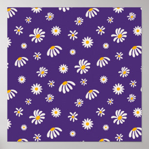 Vintage Weiß- und Gelbblumen Daisy-Muster Poster
