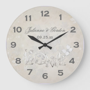 Vintage Weiße auf Weiß Hochzeitsuhr Große Wanduhr