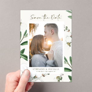 Vintage weiße Blume Botanisches Foto Acryleinladungen