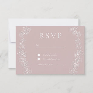 Vintage weiße Blume Dusty Pink Wedding RSVP Karte
