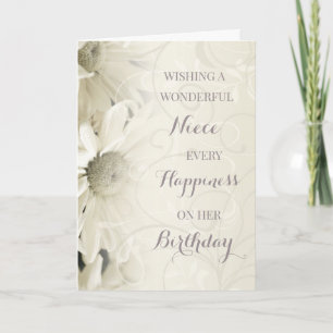 Vintage weiße Blume Niece Birthday Karte