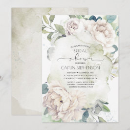 Vintage weiße Blume und Grünes Brautparty Einladung