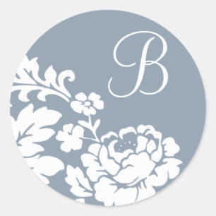Vintage Weiße Blumensilhouette auf Lavendel  Runder Aufkleber