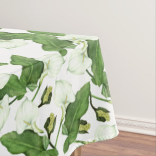 Vintage weiße Calla-Lilien-Blumen-Tischdecke Tischdecke