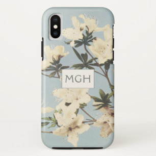 Vintage weiße Creme-Azaleenblüten Monogramm Case-Mate iPhone Hülle