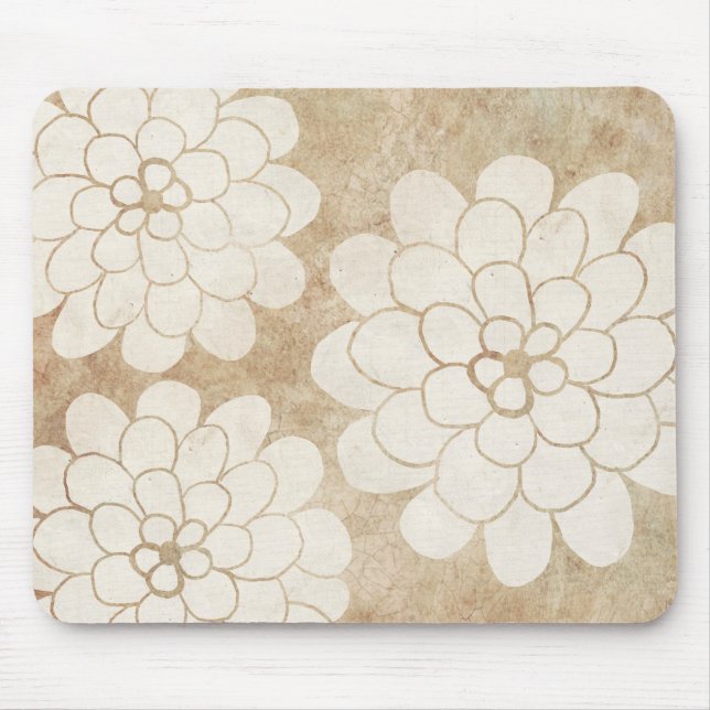 Vintage Weiße Dahlia-Blumenzehen Mousepad (Vorne)