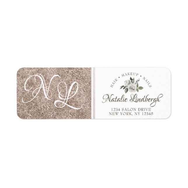 Vintage Weiße Florale Monogramm-Adresse (Vorne)