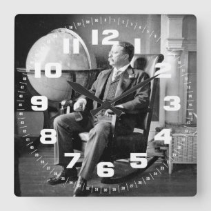 Vintage Weiße Haus das Präsidenten-Teddy Rooseve Quadratische Wanduhr