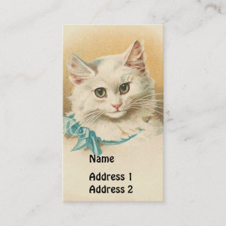 Vintage Weiße Katze Visitenkarte