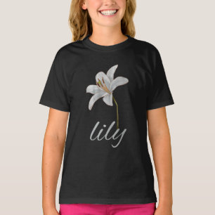 vintage weiße Lilienblume retro floral T-Shirt