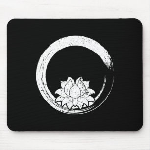 Vintage Weiße Lotusblume mit Zen-Kreis Mousepad