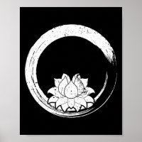Vintage Weiße Lotusblume mit Zen-Kreis