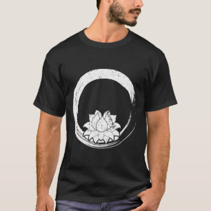 Vintage Weiße Lotusblume mit Zen-Kreis T-Shirt