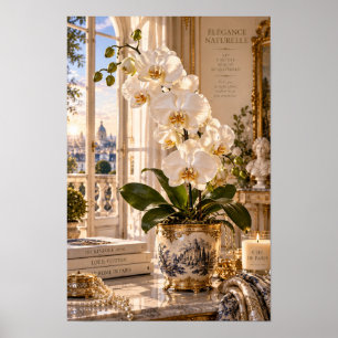 Vintage Weiße Orchidee Paris Wandkunst Poster