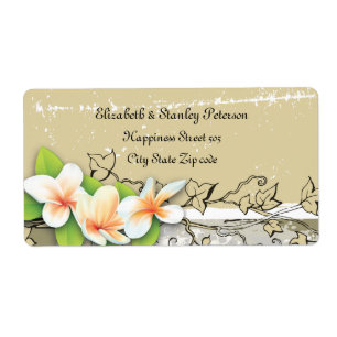 Vintage weiße Plumeria und Efeu-beige Hochzeitsmar