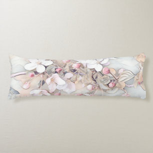 Vintage weiße rosa Kirschblüten Zeichnung minimal Seitenschläferkissen