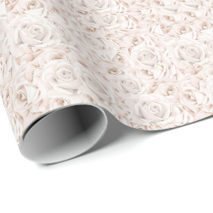 Vintage Weiße Rosen Geschenkpapier