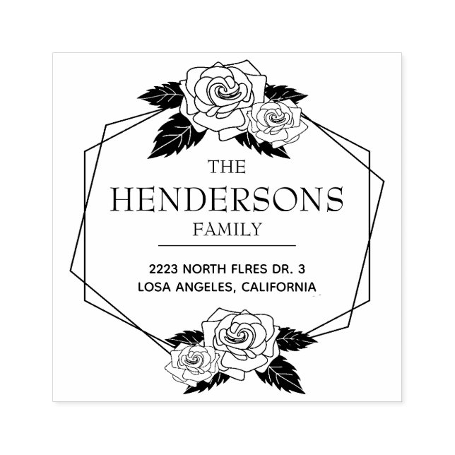 Vintage, weiße Rosen mit modernem Rahmen Gummistempel (Prägung)