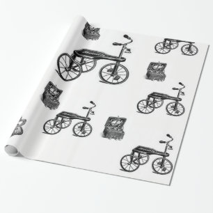 vintage weiße schwarze Fahrrad-Geschenkverpackung Geschenkpapier