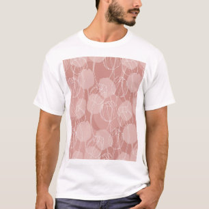 Vintage weiße Tulpen Rosa Hintergrund T-Shirt