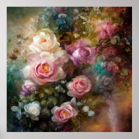 Vintage, weiße und rosa Rosen gestrichen