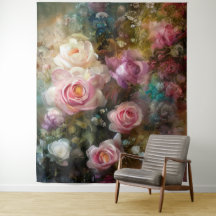Vintage, weiße und rosa Rosen gestrichen